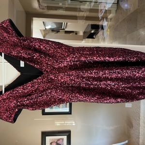 Dress the population berry red maroon sequin dress